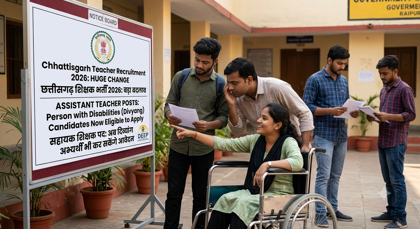 Chhattisgarh Teacher Recruitment 2026: सहायक शिक्षक भर्ती में बड़ा बदलाव, अब दिव्यांग अभ्यर्थी भी कर सकेंगे आवेदन